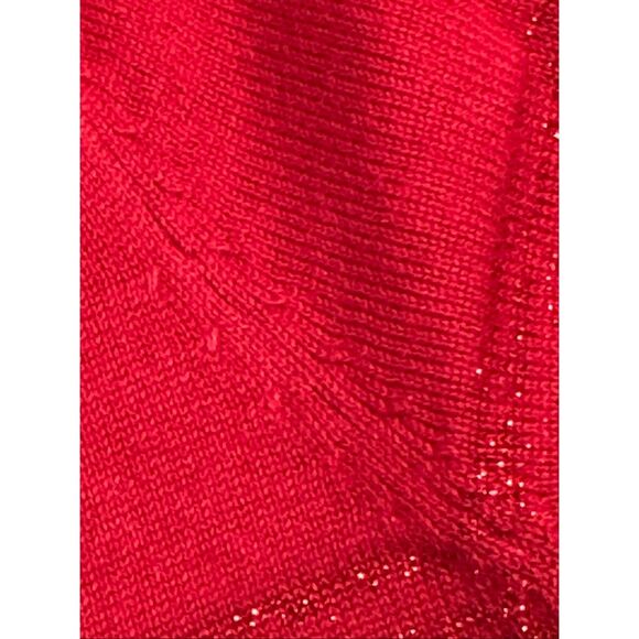 GUESS Red V Neck Long Sleeved Sweater Tunic Holiday Sparkle Stripes Size S - Picture 10 of 11